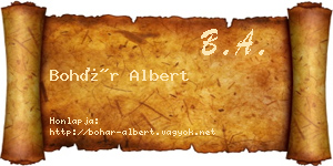 Bohár Albert névjegykártya
