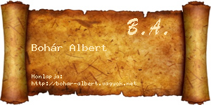 Bohár Albert névjegykártya
