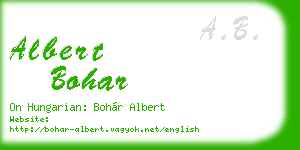 albert bohar business card
