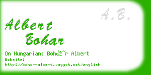 albert bohar business card